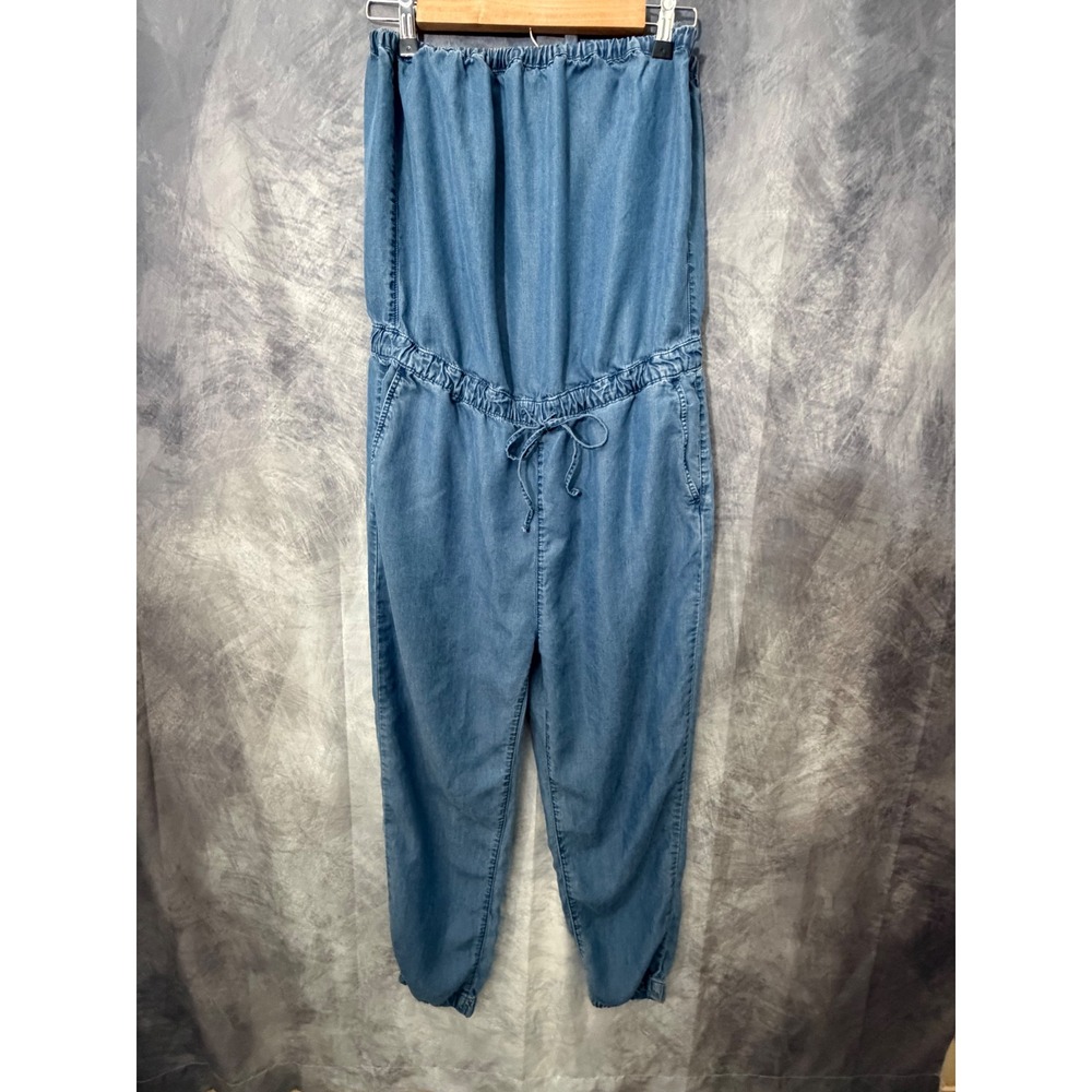 Banana Republic Women Blue Tencel Strapless‎ Denim Jumpsuit Romper Size 12